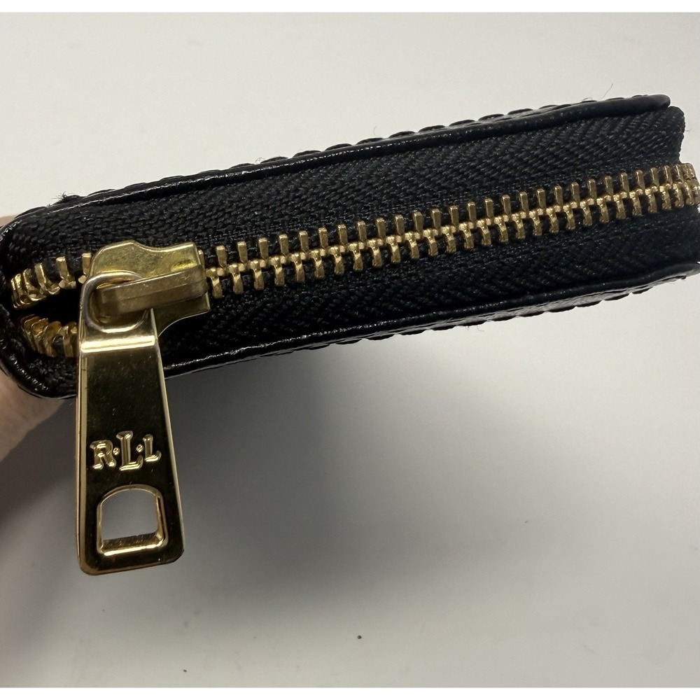 Ralph Lauren Black Leather Zip Around Folding Continental Wallet Clutch - Picture 10 of 10